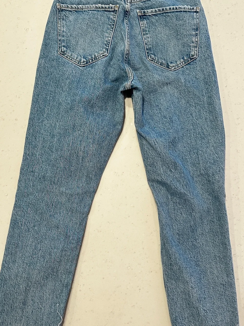 Zara Straight Leg Jean Size 6 Raw Hem Light Denim
